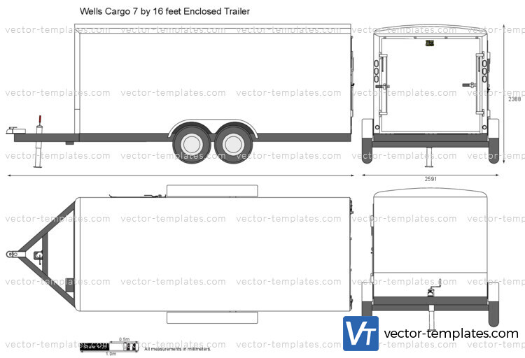 Wells Cargo 7 by 16 feet Enclosed Trailer