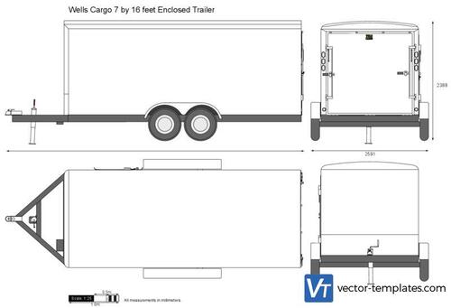 Wells Cargo 7 by 16 feet Enclosed Trailer