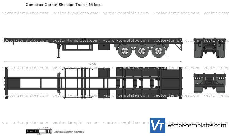 Container Carrier Skeleton Trailer 45 feet