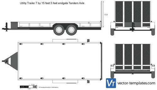 Utility Trailer 7 by 15 feet 5 feet endgate Tandem Axle