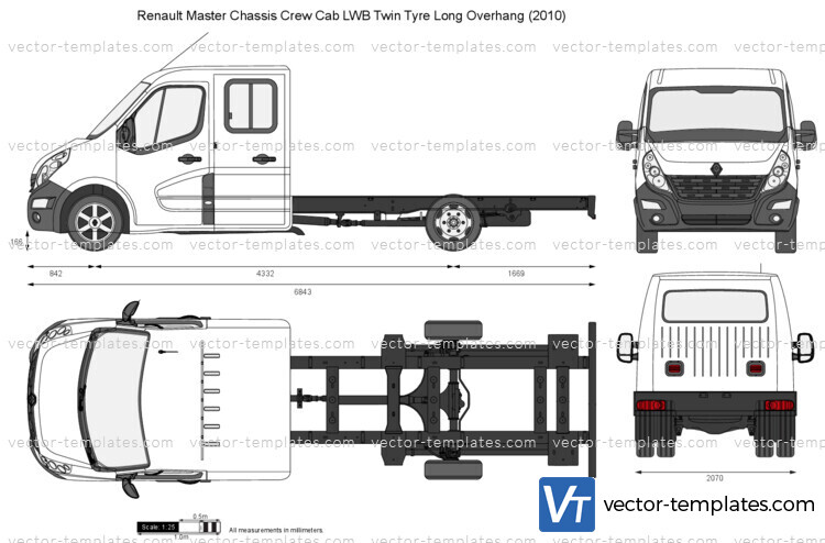 Renault Master Chassis Crew Cab LWB Twin Tyre Long Overhang