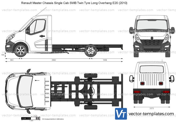 Renault Master Chassis Single Cab SWB Twin Tyre Long Overhang E20