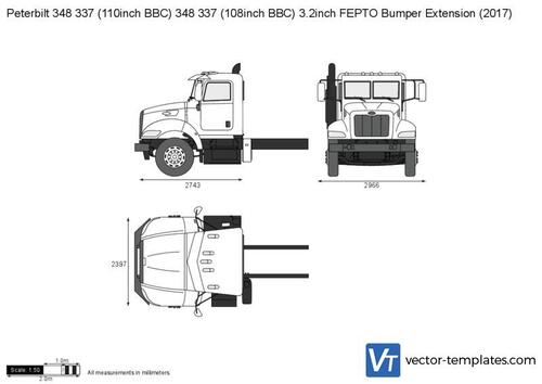 Peterbilt 348 337 (110inch BBC) 348 337 (108inch BBC) 3.2inch FEPTO Bumper Extension