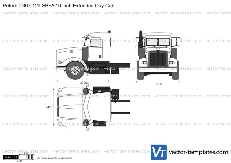 Peterbilt 367-123 SBFA 10 inch Extended Day Cab