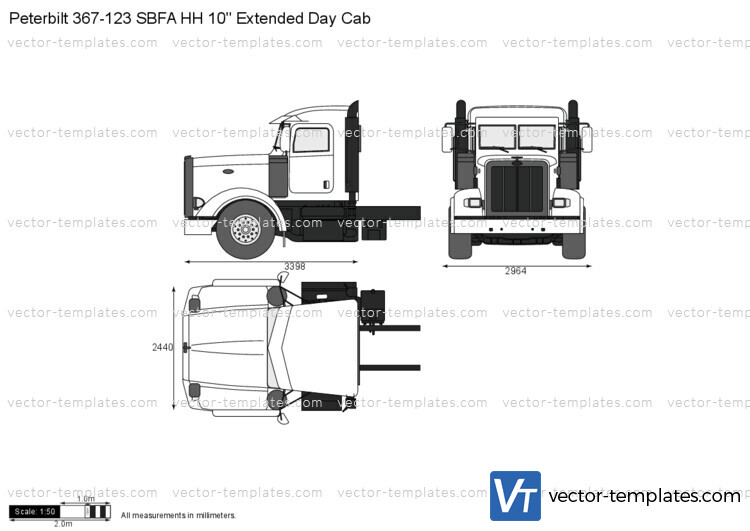 Peterbilt 367-123 SBFA HH 1o inch Extended Day Cab