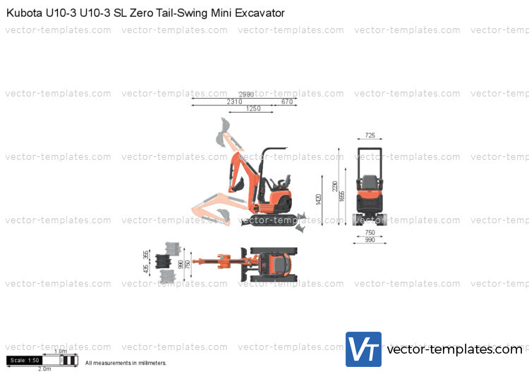 Kubota U10-3 U10-3 SL Zero Tail-Swing Mini Excavator