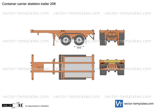 Container carrier skeleton trailer 20ft