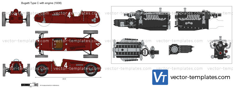 Bugatti Type C with engine