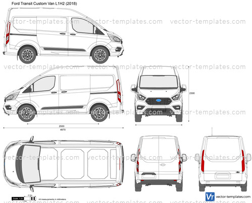 Templates - Cars - Ford - Ford Transit Custom Van L1H2