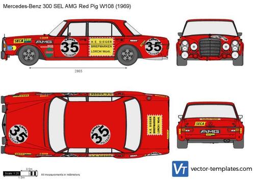 Mercedes-Benz 300 SEL AMG Red Pig W108