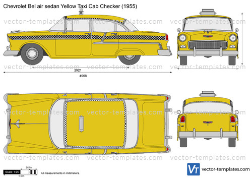 Chevrolet Bel air sedan Yellow Taxi Cab Checker