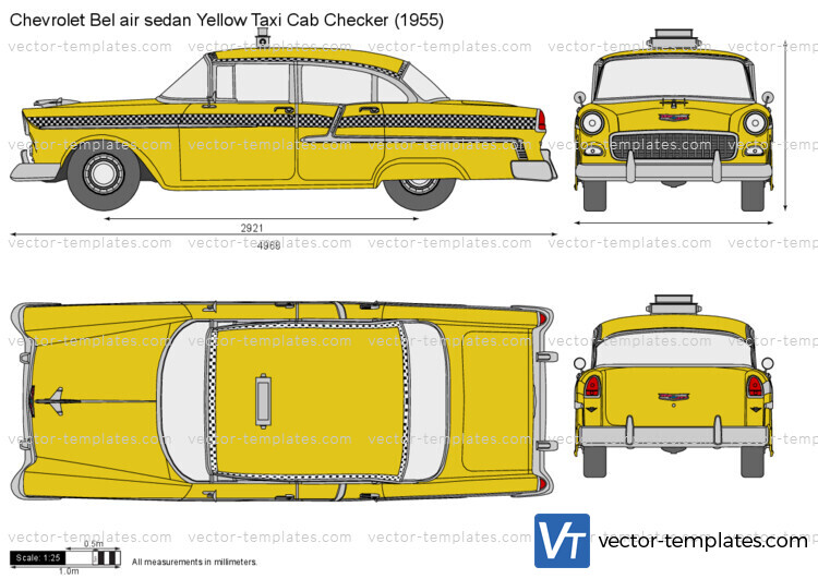 Chevrolet Bel air sedan Yellow Taxi Cab Checker