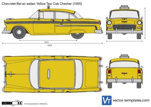 Chevrolet Bel air sedan Yellow Taxi Cab Checker