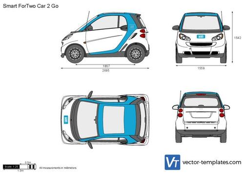 Smart ForTwo Cabrio (Model 451) vector drawing