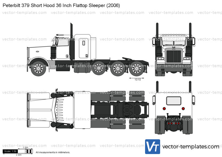 Peterbilt 379 Short Hood 36 Inch Flattop Sleeper