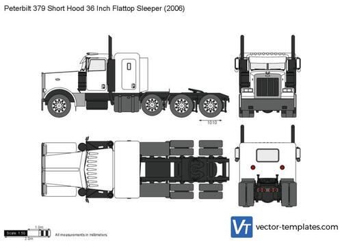 Peterbilt 379 Short Hood 36 Inch Flattop Sleeper