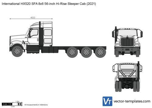 International HX520 SFA 8x6 56-inch Hi-Rise Sleeper Cab