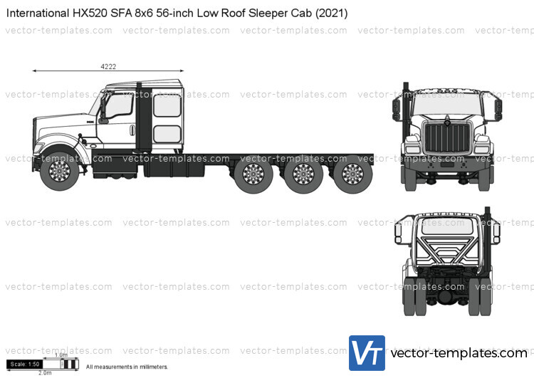 International HX520 SFA 8x6 56-inch Low Roof Sleeper Cab