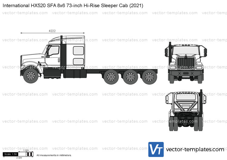 International HX520 SFA 8x6 73-inch Hi-Rise Sleeper Cab