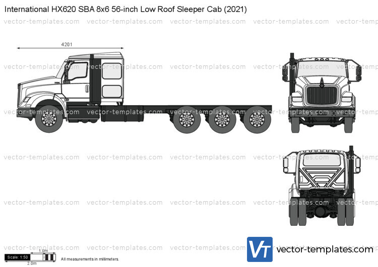 International HX620 SBA 8x6 56-inch Low Roof Sleeper Cab