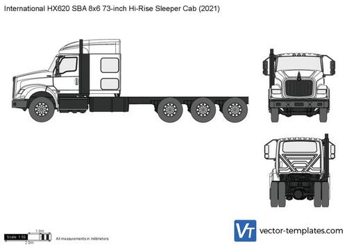 International HX620 SBA 8x6 73-inch Hi-Rise Sleeper Cab