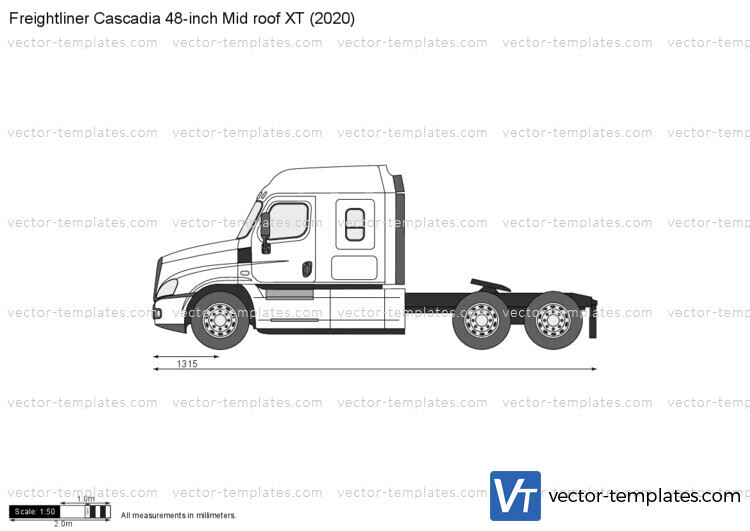 Freightliner Cascadia 48-inch Mid roof XT