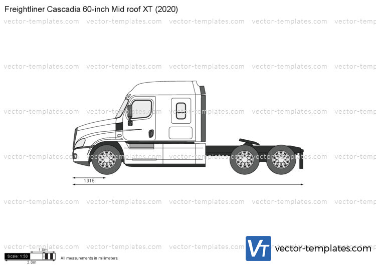 Freightliner Cascadia 60-inch Mid roof XT