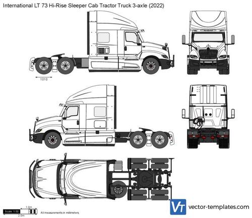 International LT 73 Hi-Rise Sleeper Cab Tractor Truck 3-axle