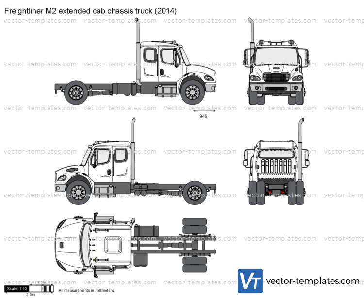 Freightliner M2 extended cab chassis truck