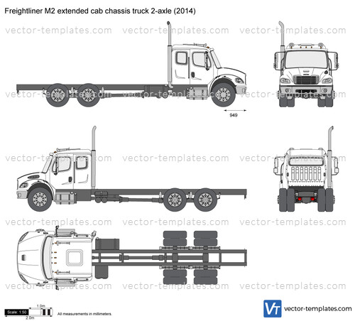 Freightliner M2 extended cab chassis truck 2-axle