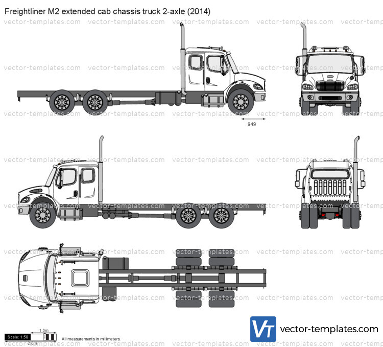 Freightliner M2 extended cab chassis truck 2-axle