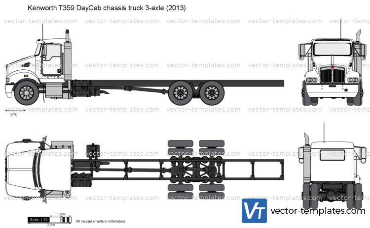 Kenworth T359 DayCab chassis truck 3-axle