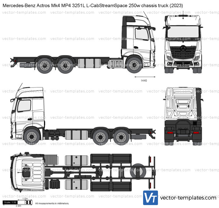 Mercedes-Benz Actros Mk4 MP4 3251L L-CabStreamSpace 250w chassis truck