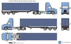 Kenworth T680 Day Cab with Trailer and Container