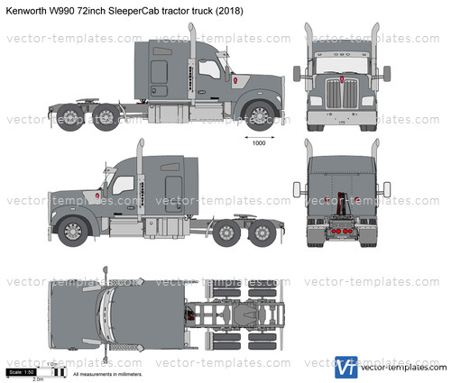 Kenworth W990 72inch SleeperCab tractor truck