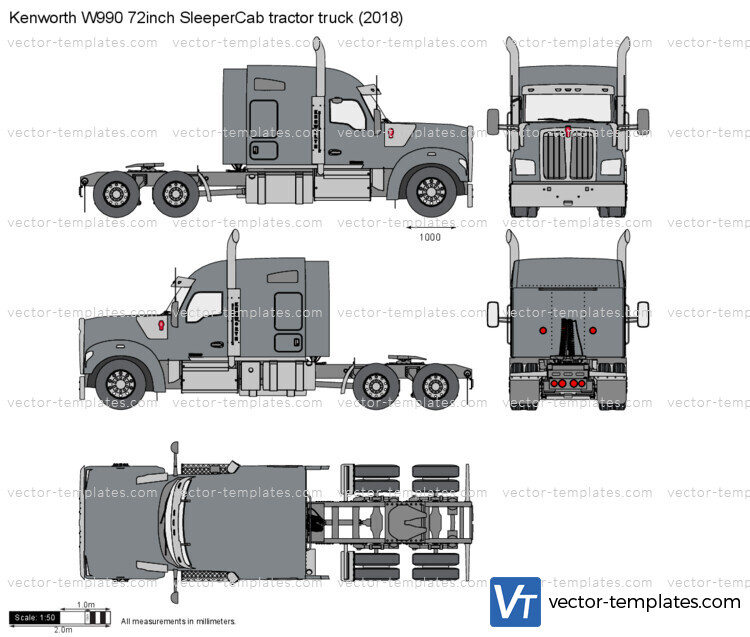 Kenworth W990 72inch SleeperCab tractor truck