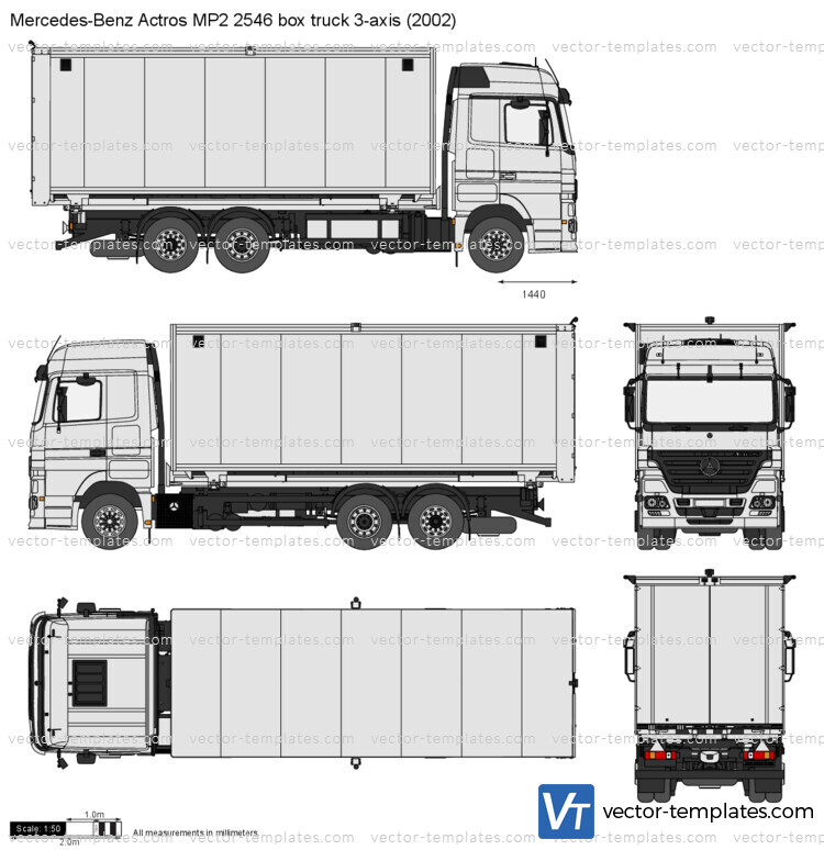 Mercedes-Benz Actros MP2 2546 box truck 3-axis