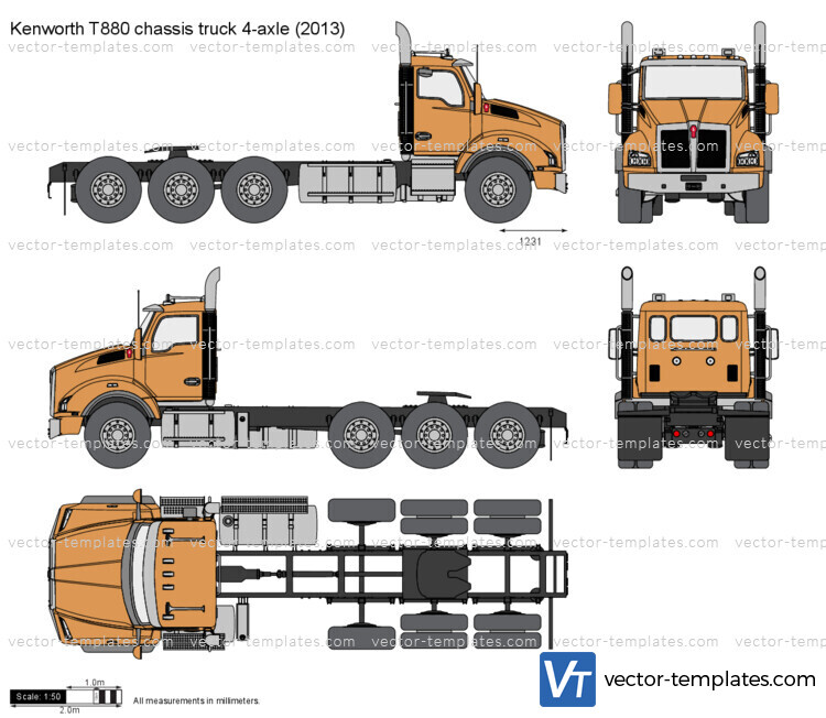 Kenworth T880 chassis truck 4-axle