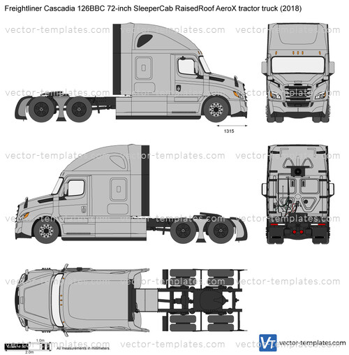 Freightliner Cascadia 126BBC 72-inch SleeperCab RaisedRoof AeroX tractor truck