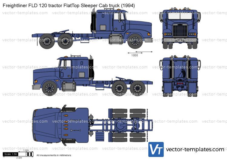 Freightliner FLD 120 tractor FlatTop Sleeper Cab truck