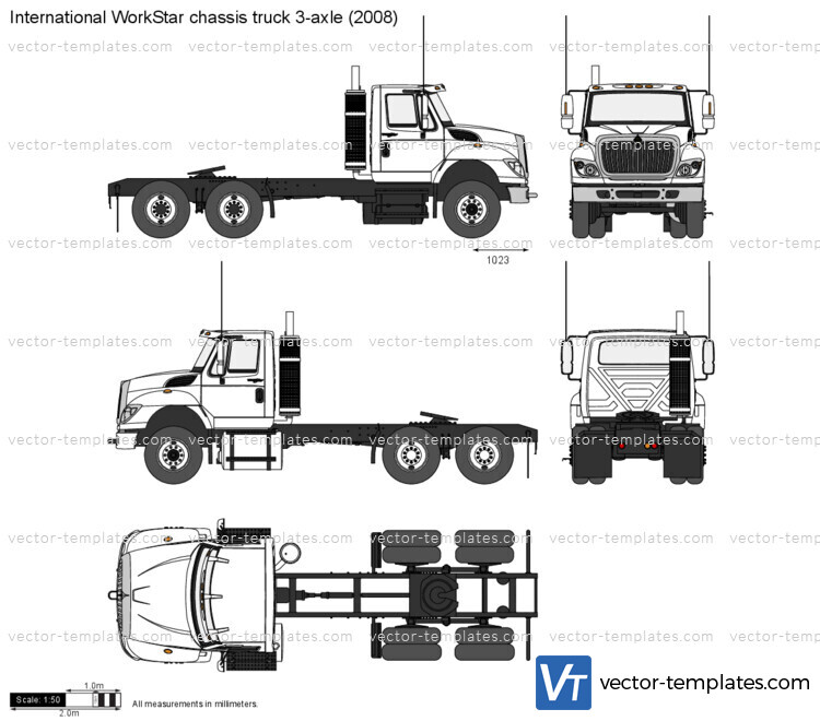 International WorkStar chassis truck 3-axle