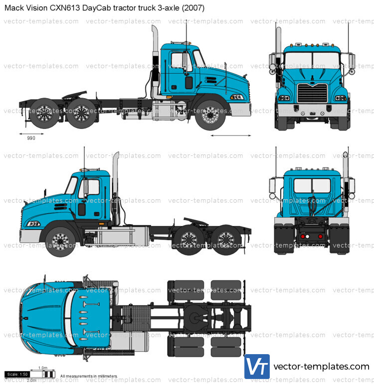 Mack Vision CXN613 DayCab tractor truck 3-axle