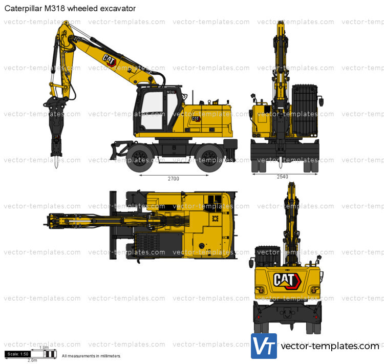 Caterpillar M318 wheeled excavator