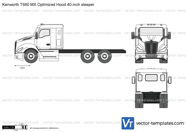 Kenworth T680 MX Optimized Hood 40-inch sleeper