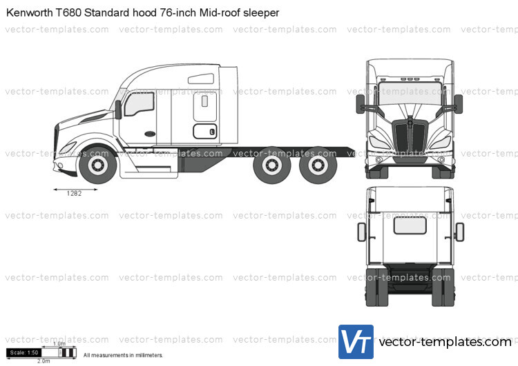 Kenworth T680 Standard hood 76-inch Mid-roof sleeper