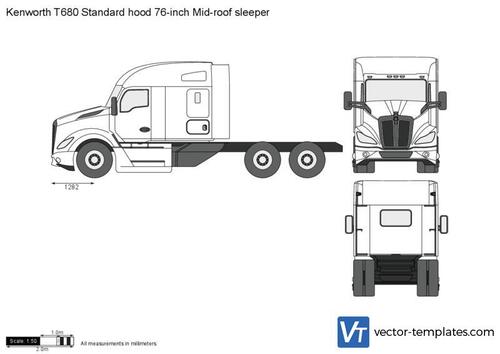 Kenworth T680 Standard hood 76-inch Mid-roof sleeper