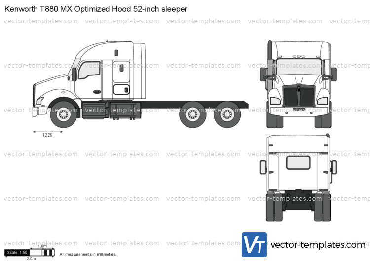 Kenworth T880 MX Optimized Hood 52-inch sleeper