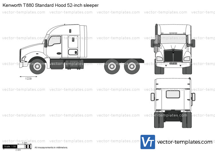 Kenworth T880 Standard Hood 52-inch sleeper