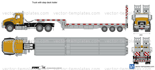 Truck with step deck trailer