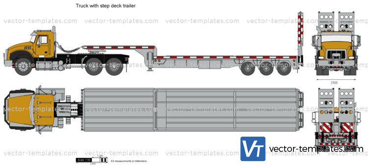 Truck with step deck trailer